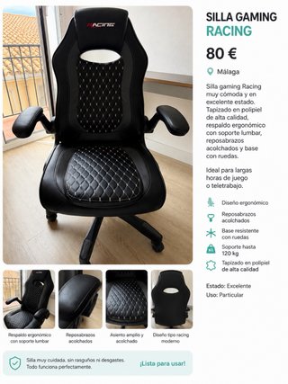 Silla Gaming RACING Negra