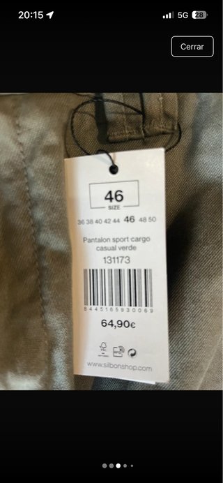Pantalón Silbon cargo slim fit talla 46 A Estrenar