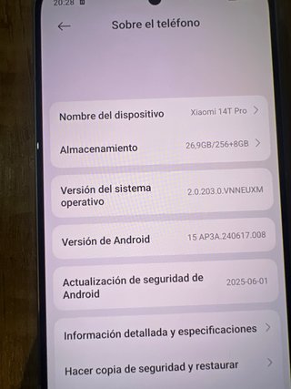Xiaomi 14Tpro 12+4GB RAM 256+8GB Gris Espacial