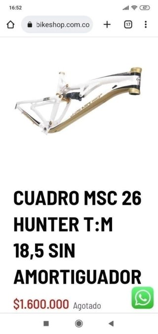 NUEVO Cuadro Enduro MSC HUNTER 26" Talla M 170mm