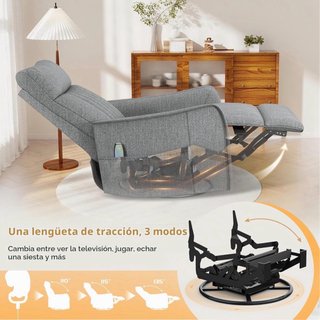 Sillón Mecedor Giratorio con Masaje y Calor