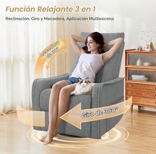 Sillón Mecedor Giratorio con Masaje y Calor