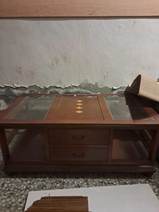 Mesita de centro madera y cristal