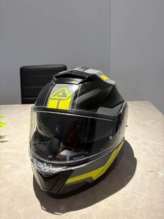 Casco Moto Modular Gris y Amarillo