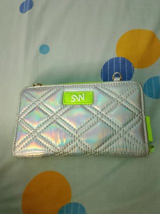 Bolso bandolera plateado y verde