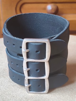 Pulsera de cuero faux alternativa negra M/L metal