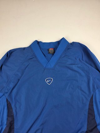 Nike Vintage Blue V Neck Windbreaker Pullover Y2K
