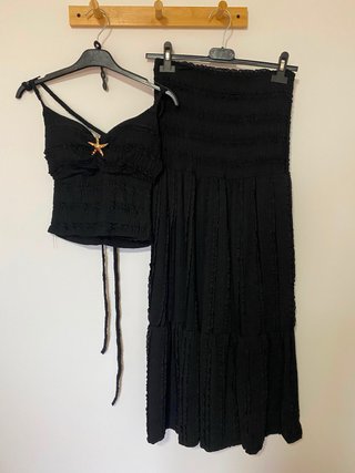 Conjunto top y falda larga negro