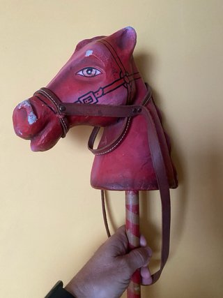 Caballo de Palo Antiguo Cartón Piedra Años 40