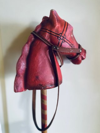Caballo de Palo Antiguo Cartón Piedra Años 40