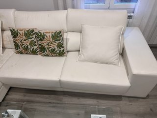 Sofá Chaiselongue Blanco Piel