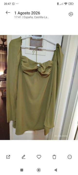 Vestido verde con escote cuadrado 40/42