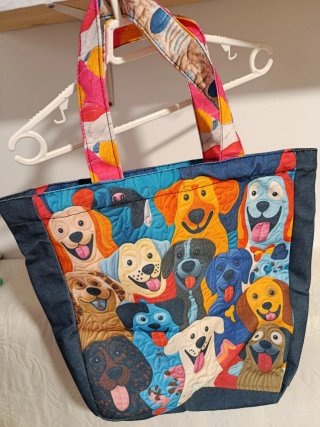 Bolso de mano con perros multicolor