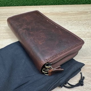 Lavalen Cartera de Piel Marrón con Cremallera