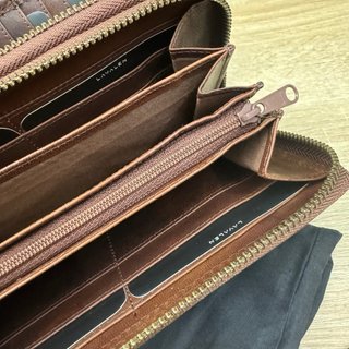 Lavalen Cartera de Piel Marrón con Cremallera