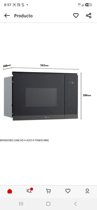 Microondas Integrable Balay 800W Negro