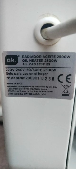 Radiador de aceite,marca...OK...potencia 2500W...