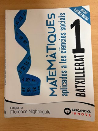 Libro Matematicas social 1 Bachillerato Barcanova