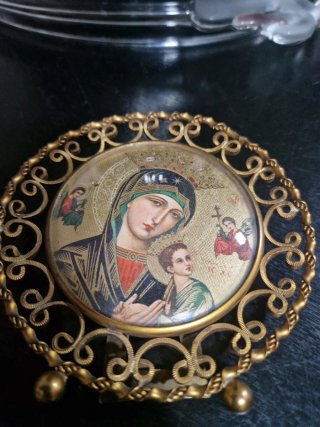 Virgen Perpetuo Socorro Marco Antiguo Latón