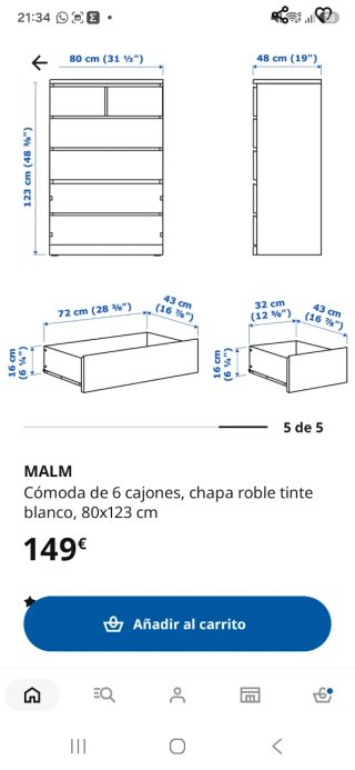 Cajonera Malm Madera