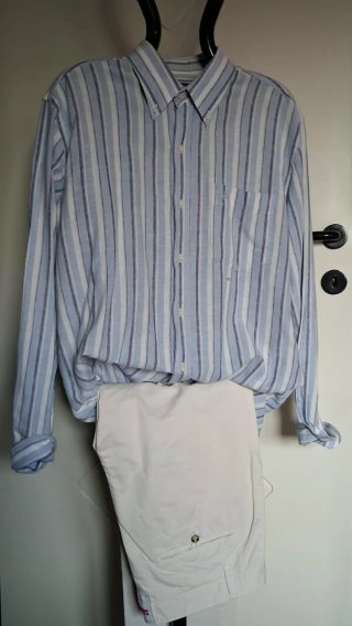Camicia uomo  misto lino righe