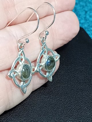Pendientes Plata Ley Labradorita nudo de bruja