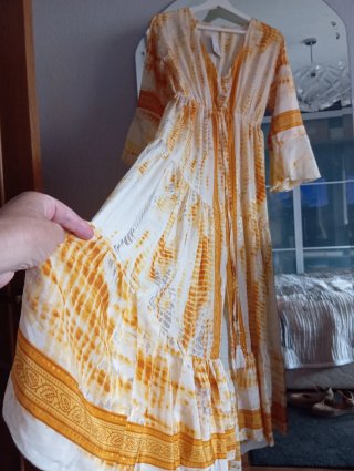 Vestido estampado naranja y blanco talla única