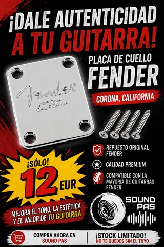 Placa Fender Corona California Cromada