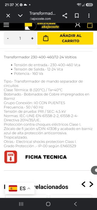 Transformador Tecnotrafo NRG 160VA