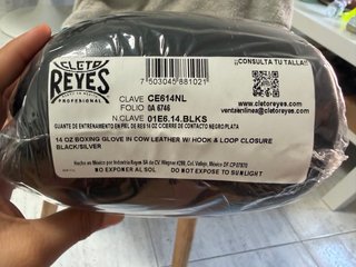 Guantes Boxeo Cleto Reyes 14 oz Negros