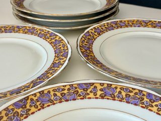🇫🇷 Limoges 6 Platos Postre antiguos Art Deco