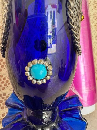 Jarrón Vintage Cristal Azul Cobalto