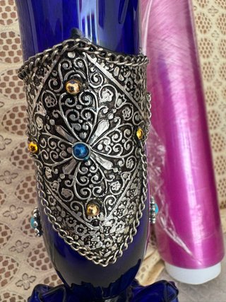Jarrón Vintage Cristal Azul Cobalto