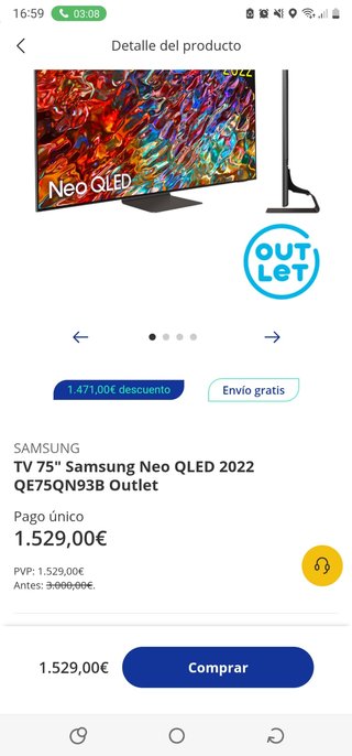 Samsung QE75QN93B 75 Neo QLED - Panel Dañado