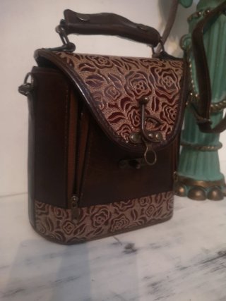 Bolso Piel  Labrado  vintage