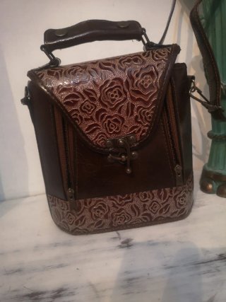 Bolso Piel  Labrado  vintage