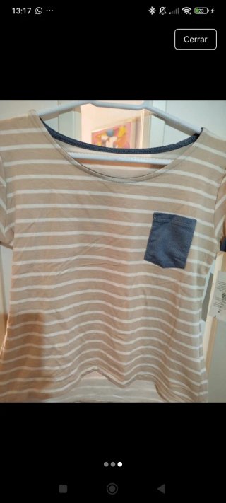 Camiseta Rayas Beige y Blanca