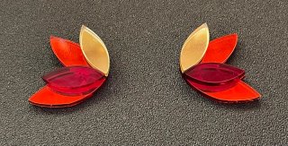 Pendientes Papiroga Espiga Oro y Rojo
