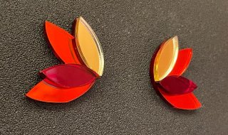 Pendientes Papiroga Espiga Oro y Rojo