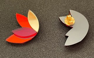 Pendientes Papiroga Espiga Oro y Rojo