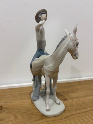 Figura Lladró Porcelana Niño en Burro