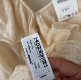 Blusa Zara Volantes Encaje Beige Talla M