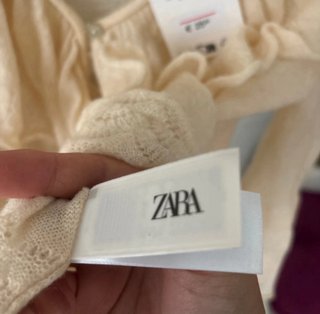 Blusa Zara Volantes Encaje Beige Talla M