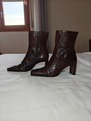 Botines piel mujer vintage marrón talla 39