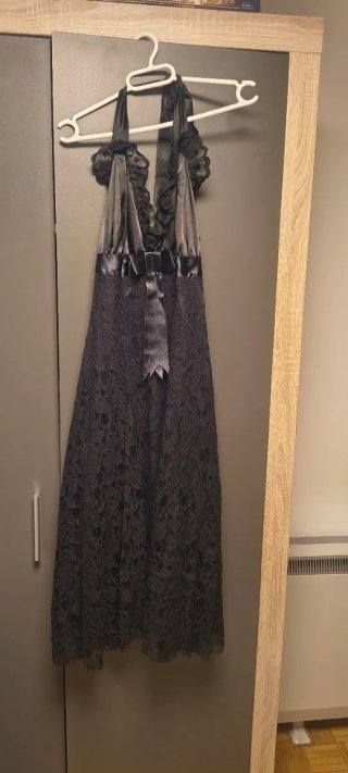 Vestido negro encaje y satén