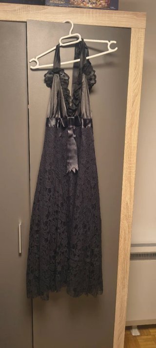 Vestido negro encaje y satén