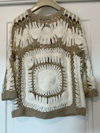 Chaqueta de punto combinado crochet
