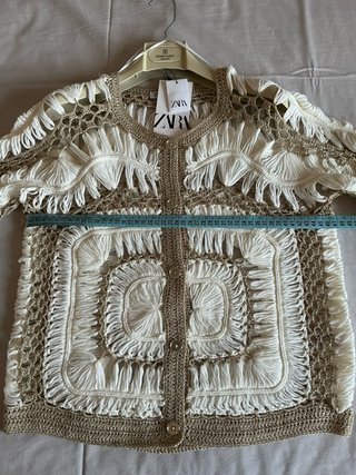 Chaqueta de punto combinado crochet