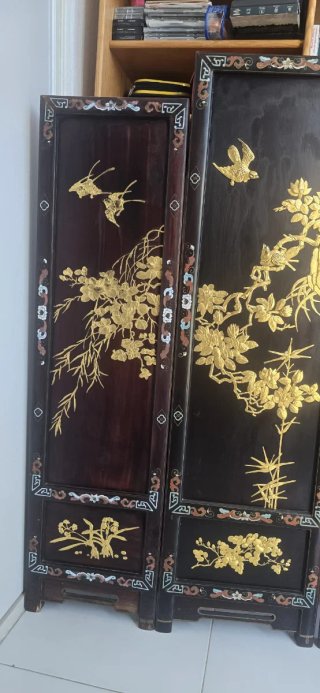 Biombo Japonés Negro y Dorado
