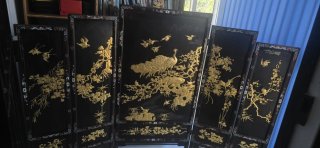 Biombo Japonés Negro y Dorado